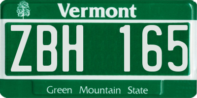 VT license plate ZBH165