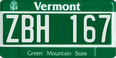 VT license plate ZBH167