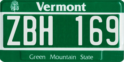 VT license plate ZBH169