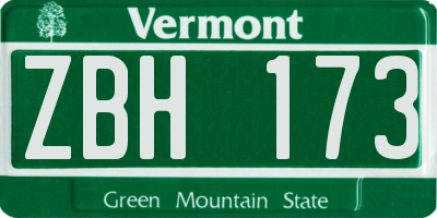 VT license plate ZBH173