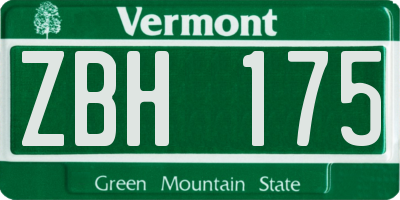 VT license plate ZBH175