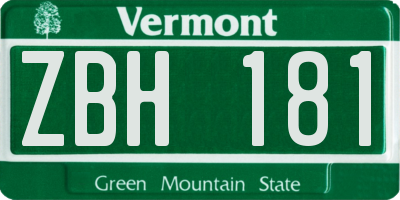VT license plate ZBH181