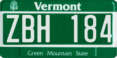 VT license plate ZBH184