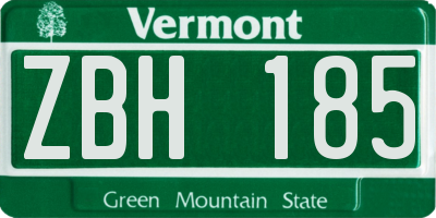 VT license plate ZBH185