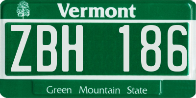 VT license plate ZBH186
