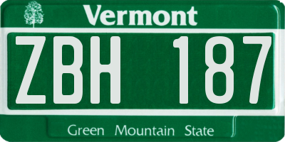 VT license plate ZBH187