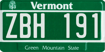 VT license plate ZBH191
