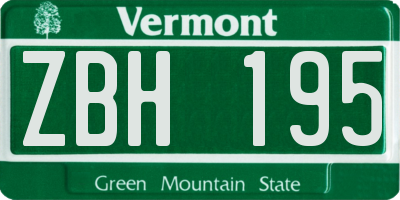 VT license plate ZBH195