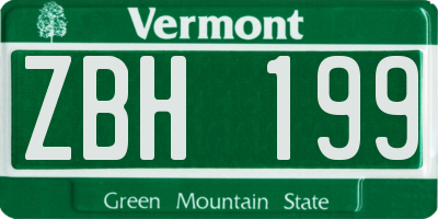 VT license plate ZBH199