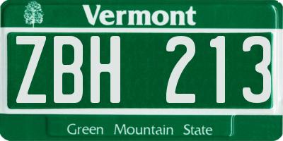 VT license plate ZBH213