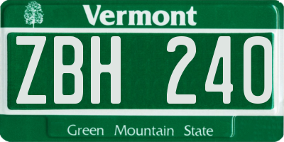 VT license plate ZBH240