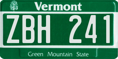 VT license plate ZBH241