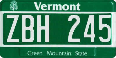 VT license plate ZBH245