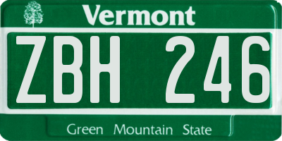 VT license plate ZBH246