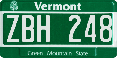 VT license plate ZBH248