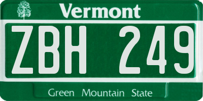 VT license plate ZBH249