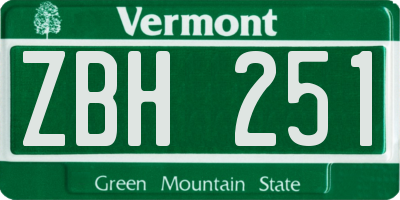 VT license plate ZBH251