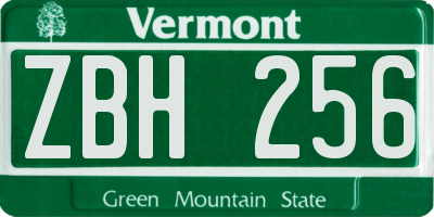 VT license plate ZBH256