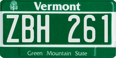 VT license plate ZBH261