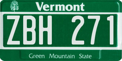 VT license plate ZBH271