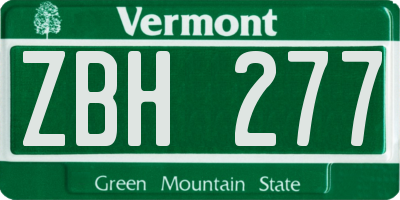 VT license plate ZBH277