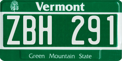 VT license plate ZBH291