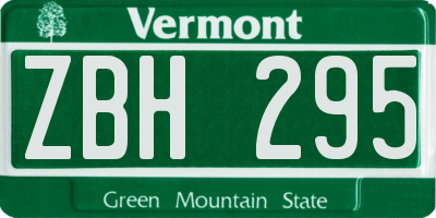 VT license plate ZBH295