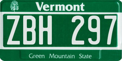 VT license plate ZBH297