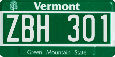 VT license plate ZBH301