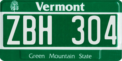 VT license plate ZBH304