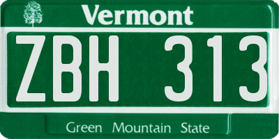 VT license plate ZBH313