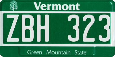 VT license plate ZBH323