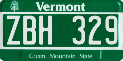 VT license plate ZBH329