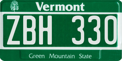 VT license plate ZBH330