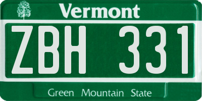 VT license plate ZBH331