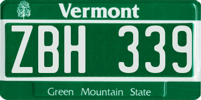 VT license plate ZBH339