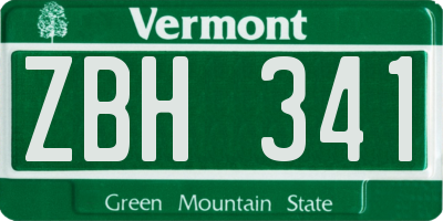 VT license plate ZBH341