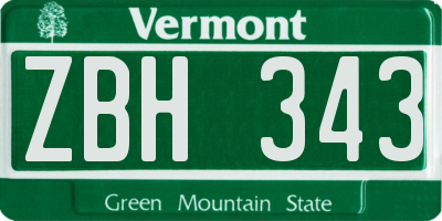 VT license plate ZBH343