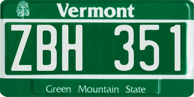 VT license plate ZBH351