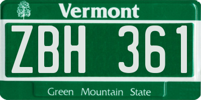 VT license plate ZBH361
