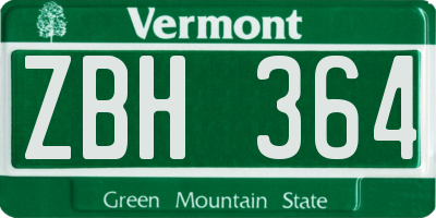 VT license plate ZBH364