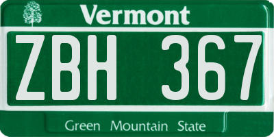 VT license plate ZBH367