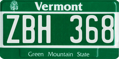 VT license plate ZBH368