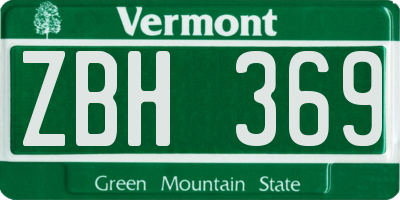 VT license plate ZBH369