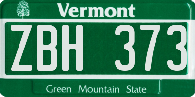 VT license plate ZBH373