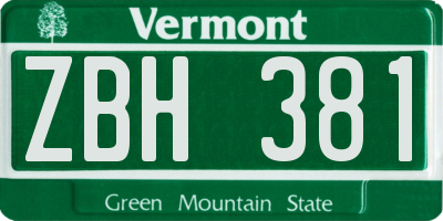 VT license plate ZBH381