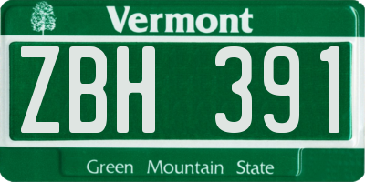 VT license plate ZBH391