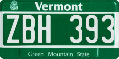 VT license plate ZBH393