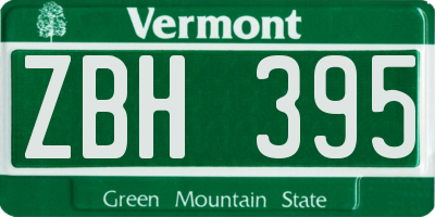 VT license plate ZBH395