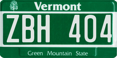 VT license plate ZBH404